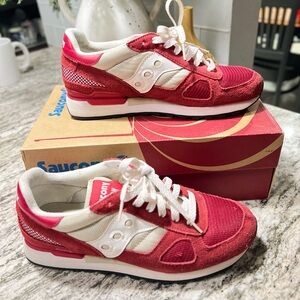 Saucony Red and White Athletic Shoes
